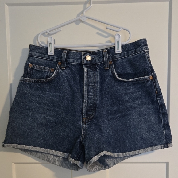 Agolde Dark Blue Dee Jean Shorts - Picture 4 of 5